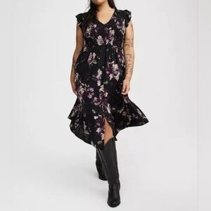 3x Plus Size Torrid Floral Black Dress  Womens
